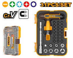 Juego de destornilladores de llave con mango en T de 31 piezas