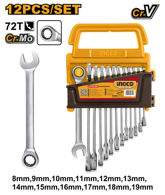 Juego de llaves combinadas 12 piezas CON MATRACA