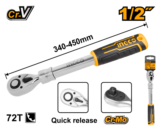 Llave matraca 1/2" extensible