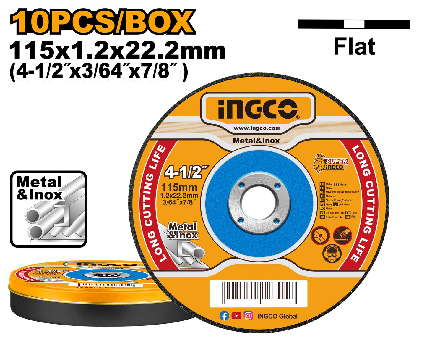 Set de discos de corte 4 1/2" 10 piezas